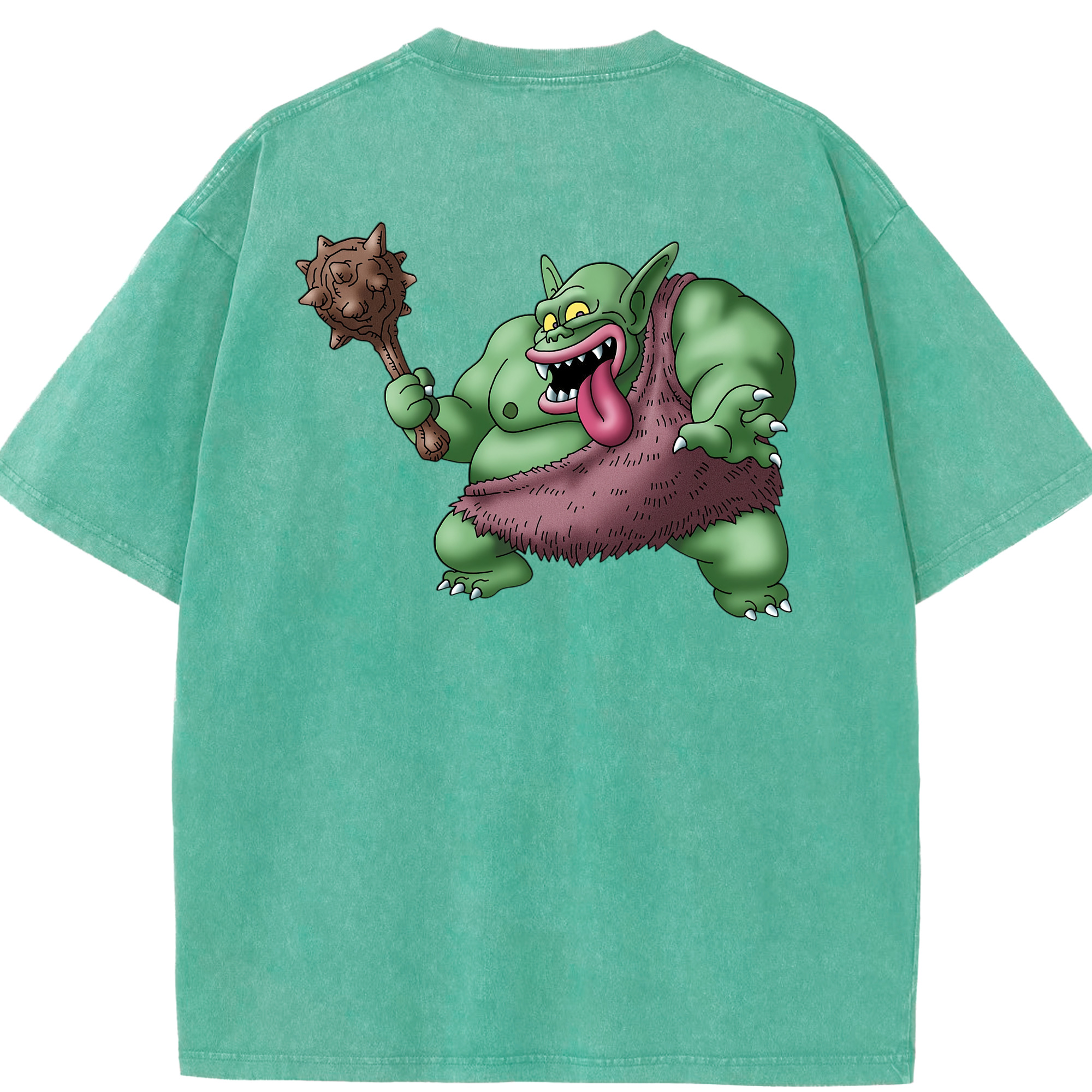 （画像用） ドラゴンクエスト Doragon Kuesuto Dragon Quest 綿100% ヴィンテージ風 半袖Tシャツ（背面プリント）